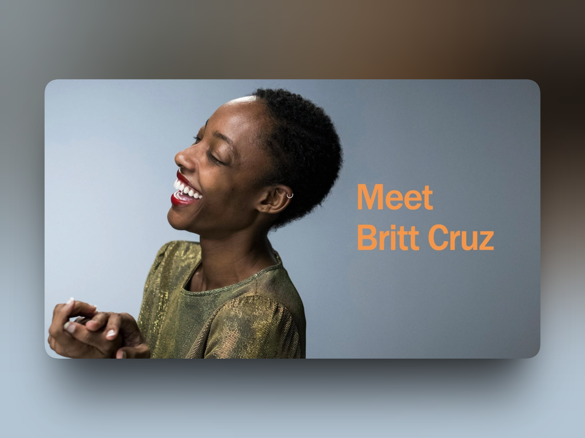 Vision vignette title slide introducing the key persona, Britt Cruz